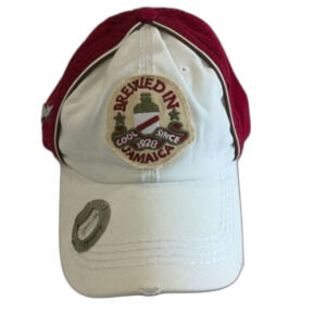 Red Stripe Brewed in Jamaica Distressed  Baseball Cap with Brim Bottle Opener